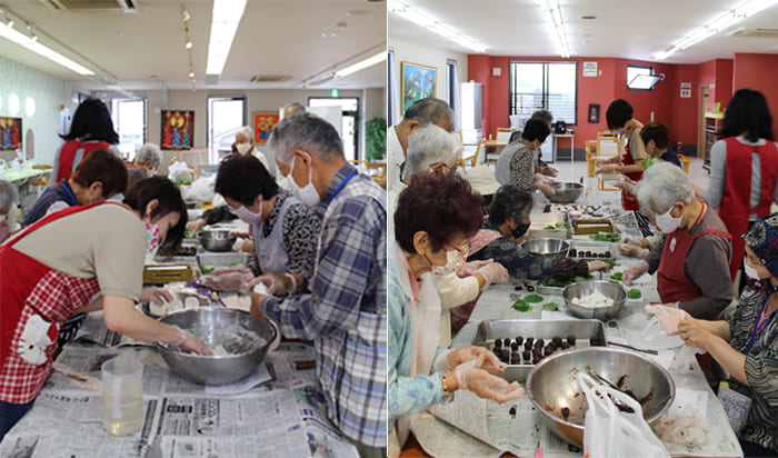 戸手ディサービス柏餅づくり